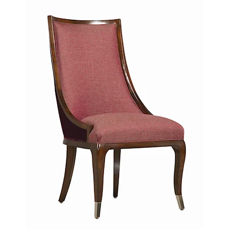 "Barrel of Fun" Two Tone Upholstered Side Chair with Sling Arm and Ferrule Capped Leg